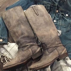 Frye Lindsay Plate Distressed Gray Tall Boot